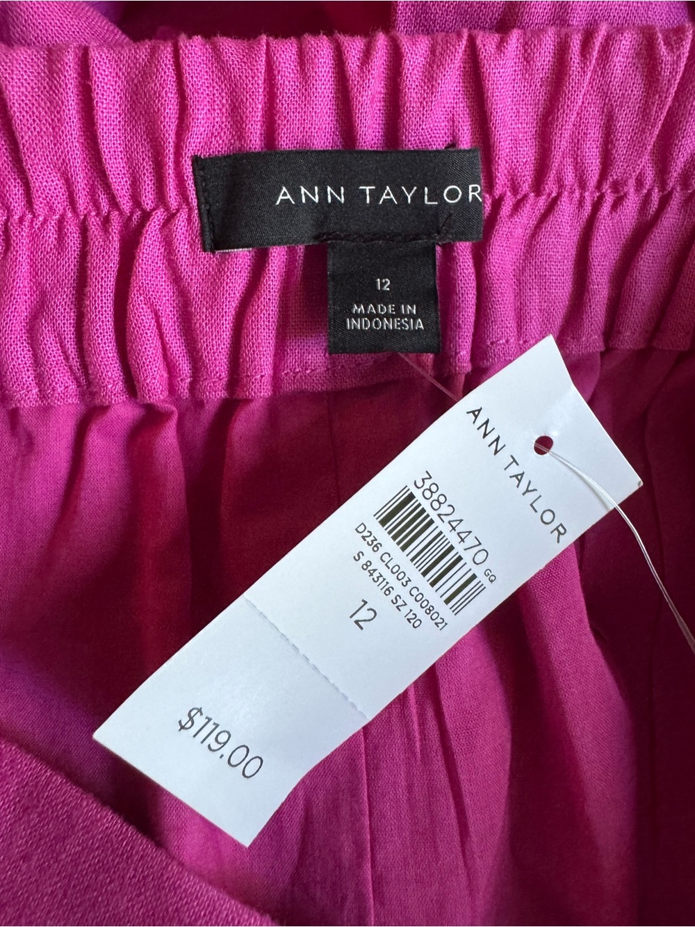 Ann Taylor Vibrant Pink Linen Blend Midi Skirt 12 NWT - Picture 5 of 6